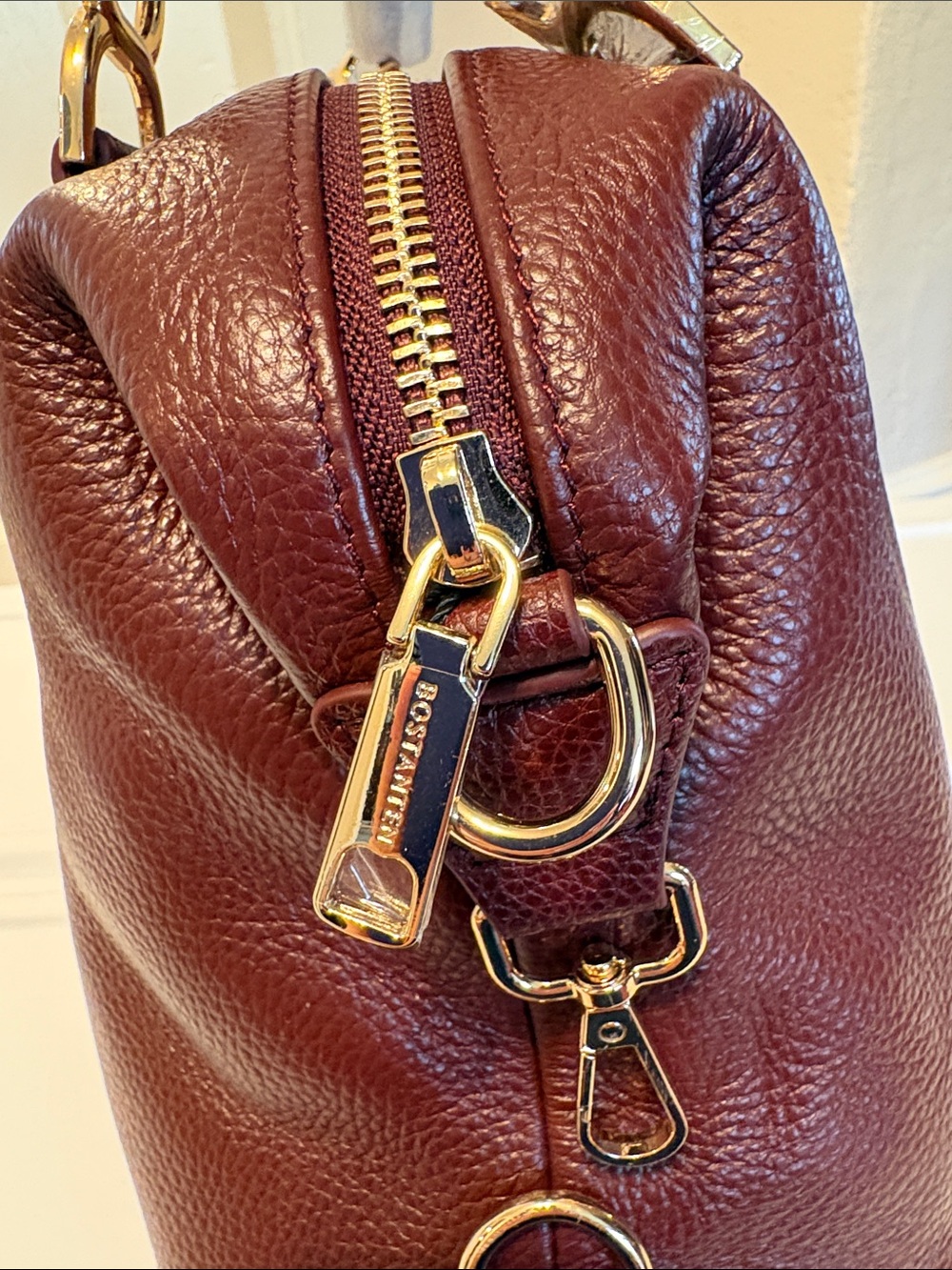 NWT Bostanten Pebbled Leather Nevin Satchel Bag in Deep Burgundy - Picture 6 of 9